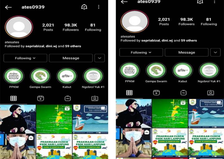 Medsos Instagram BMKG Lampung Diretas,  Akankah bisa Kembali?